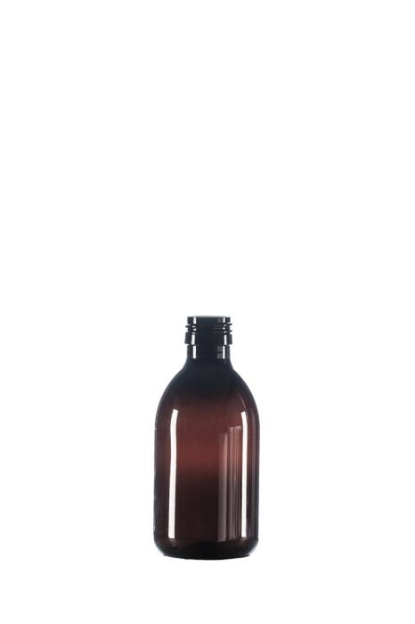 250ml Amber PET Pharma Sirop Bottle, 28mm ROPP Neck